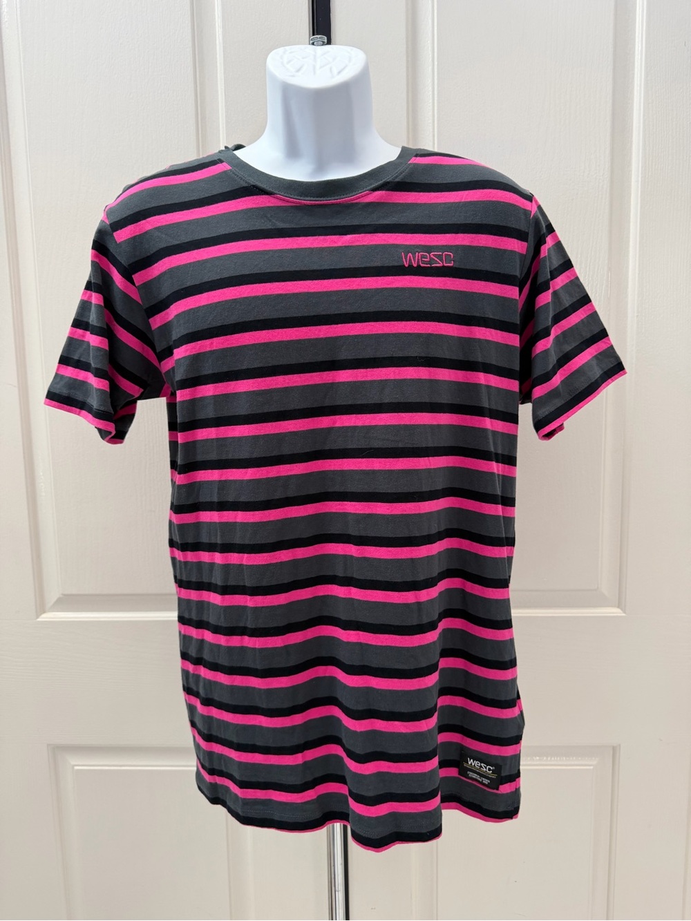 WESC Black & Pink Striped Crewneck T-Shirt Men’s M or Women’s M